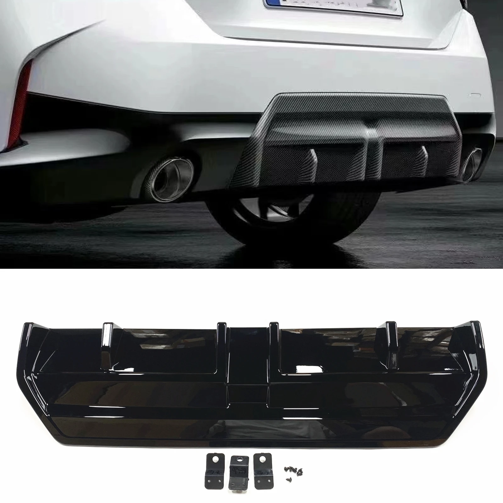 

Rear Bumper Diffuser Lip For BMW 2 Series G42 225i Coupe 2 Door 2022-2024 Gloss Black/Carbon Fiber Look Boot Spoiler Splitter