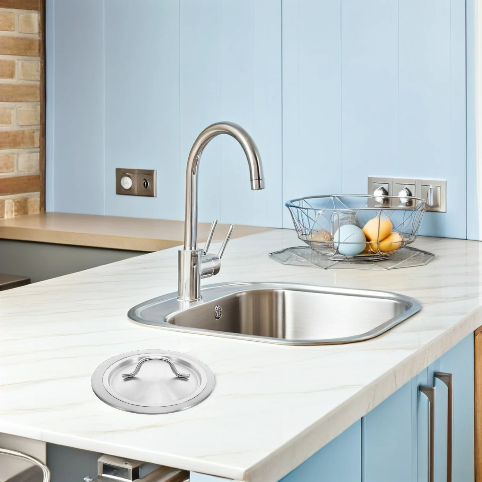 

Countertop Built-in Garbage Can Lid Stainless Steel Embedded Trash Bin Cover Handle Kitchen Waste Bin Hidden Trash Can Lid