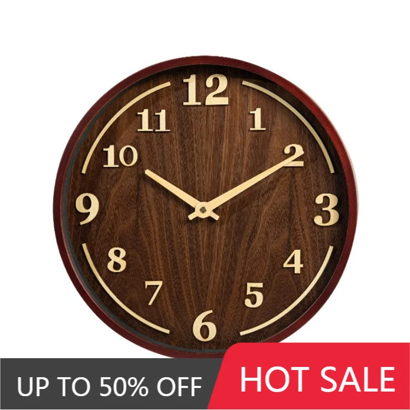 Vintage Wall Clocks Wooden Mechanism Silent Clock Living Room Interior Wall Watch Home Decor Round Clocks Room Furniture
