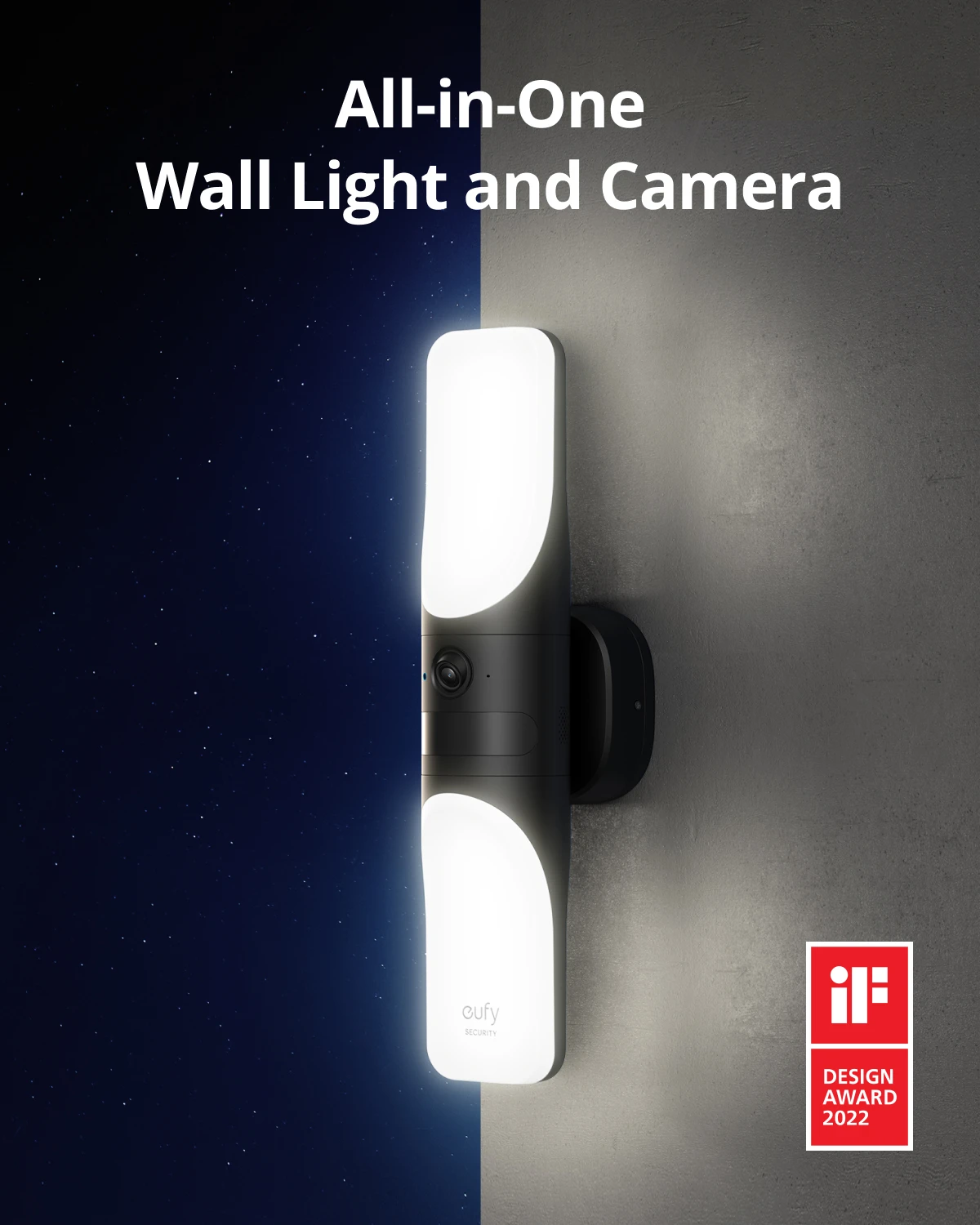 Imagem -02 - Eufy Segurança S100 Wired Wall Light Cam Câmera de Segurança ao ar Livre Câmera 2k 1200 Lumen Movimento Ativado Luz Cor Visão Noturna