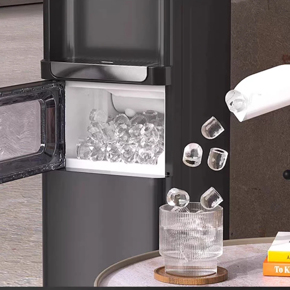HZB20-YLR Vertical Free Standing Ice Maker Machine with Hot Water&Cold Water Dispenser Function Build-in Bottled Feed