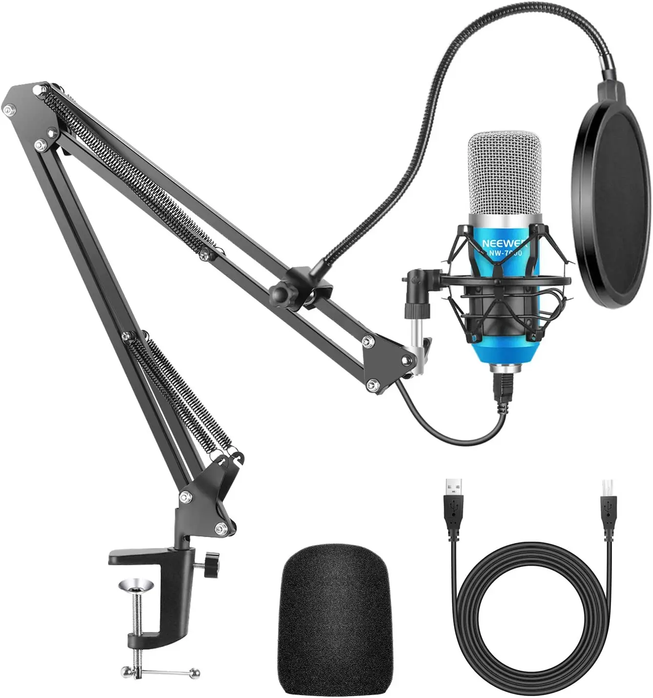 

Neewer USB Microphone for Windows and Mac with Suspension Scissor Arm Stand, Shock Mount Kit for Broadcasting & Sound Recording