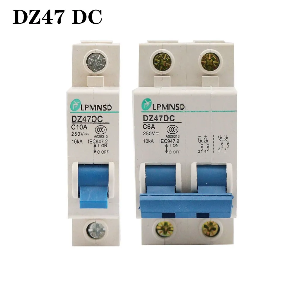 DC Circuit Breaker DC12V 24V 48V 36V 72V MCB For Battery PV Solar Protector DZ47DC Positive Negative Switch Isolator