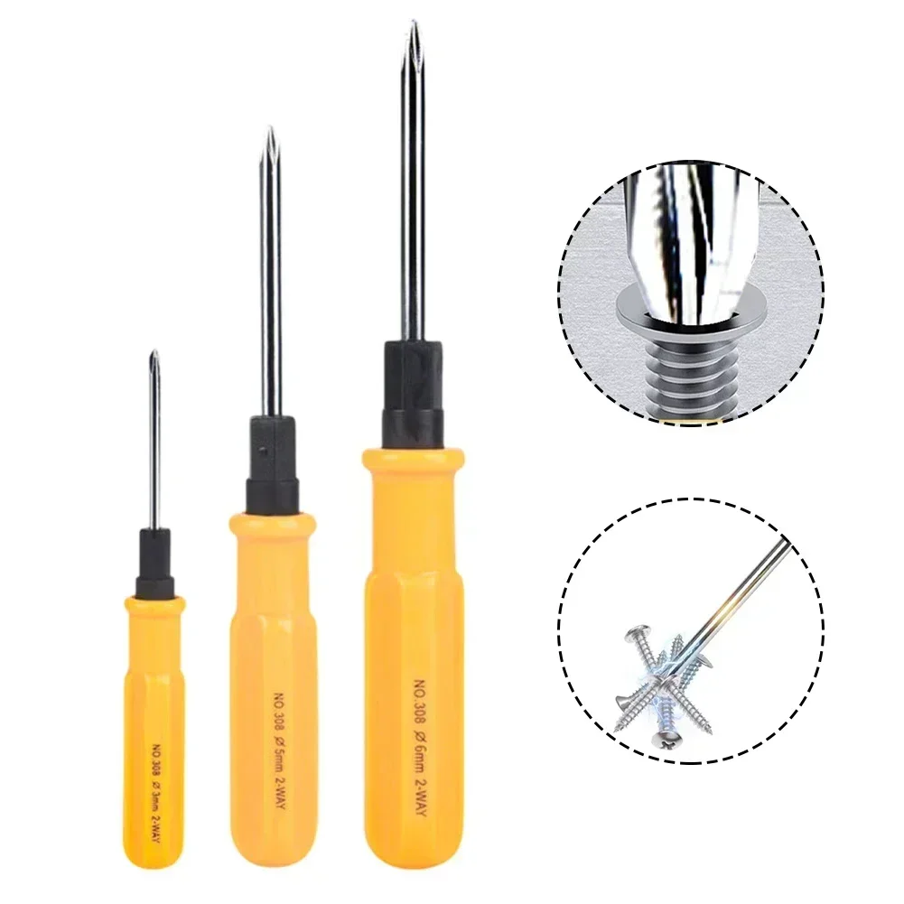 1/3pcs Slotted Cross Screwdrivers 2/3/4 Inch Double Batch Head Portable Screws Driver For Repair Remover Assembly Hand Tools