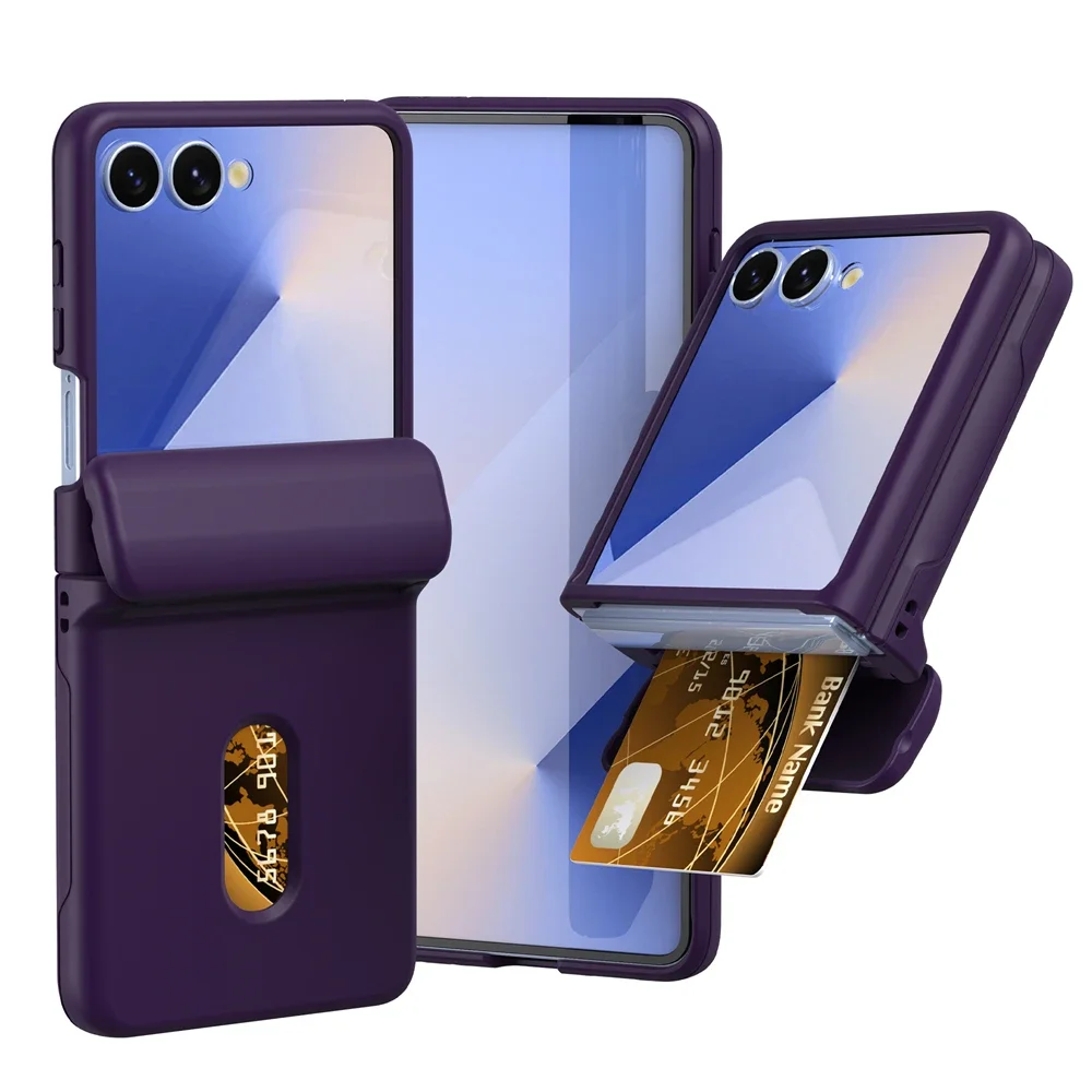 Fashion Candy Einfarbige Handyhülle für Samsung Galaxy Z Flip 7 6 5 4 3 5G Kartensteckplatz Scharnier Komplettpaket Anti-Drop-Schutzhülle – Detail 12