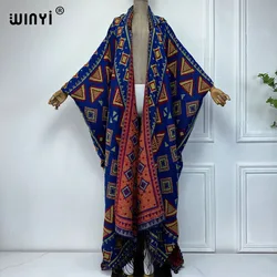 WINYI 2023 Winter dress outfits Women high quality Coat Loose Thick Warm Female kaftan Coats poncho dress Hooded mop coat Abaya