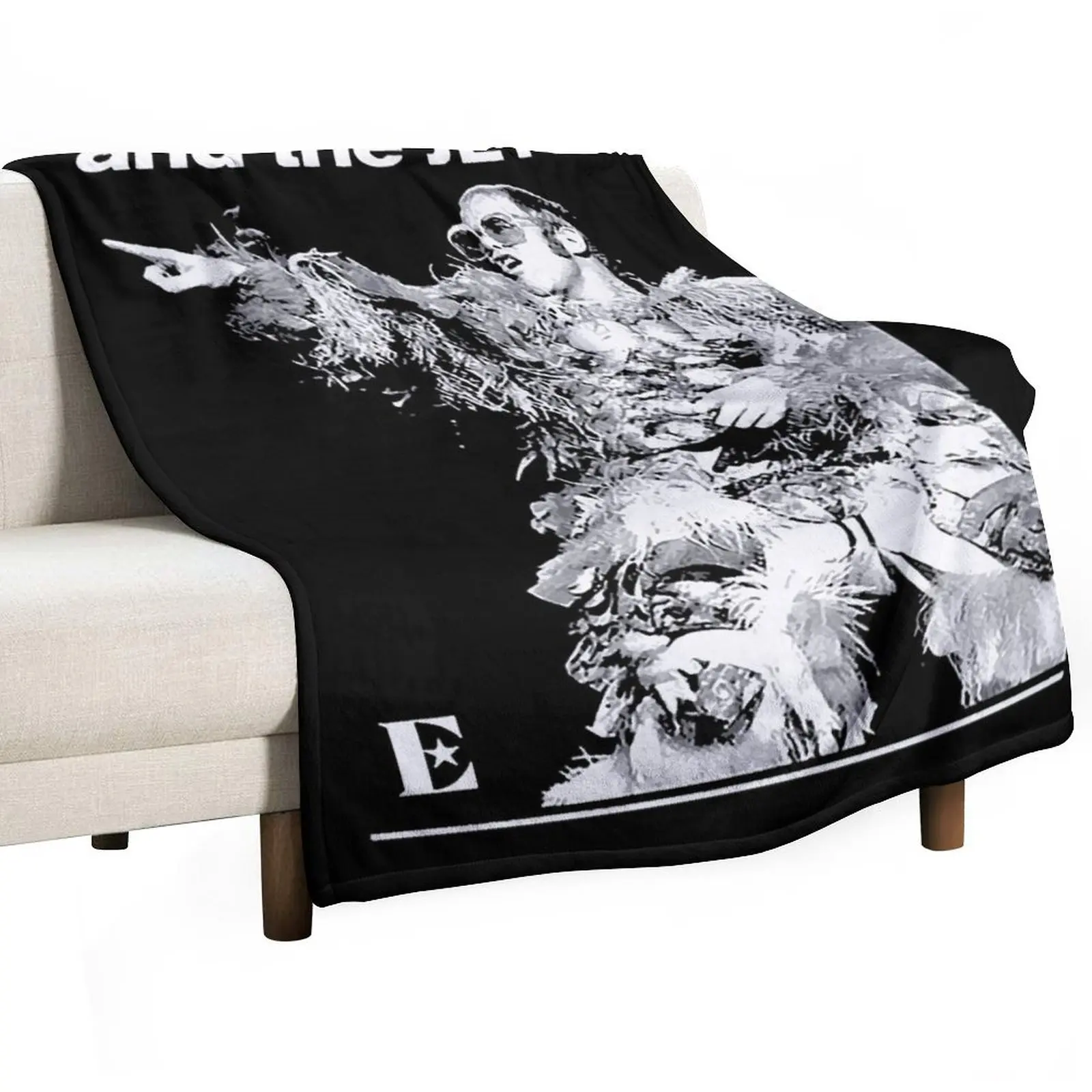 Bennie And The Jets Customisable Name Black T-Shirt Throw Blanket Quilt Shaggy Soft Hairy Plush Furry Blankets