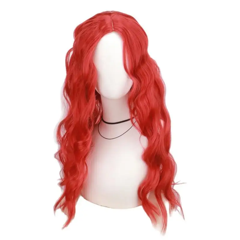 ผู้หญิงอะนิเมะบทบาทสีชมพูสีฟ้าสีแดงคอสเพลย์วิกผมปาร์ตี้ขนาดใหญ่ Wave Shape เส้นใยสังเคราะห์ Hairpiece Prop ให้ Hairnet ฟรี