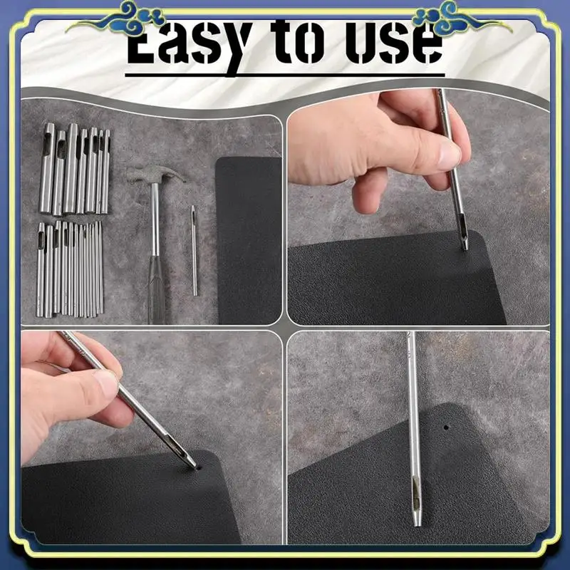 

A56P-Инструмент для дырокола для кожи, 22 шт. Дырокол для кожи Круглый дырокол 0,5-12 мм Набор металлических полых дыроколов