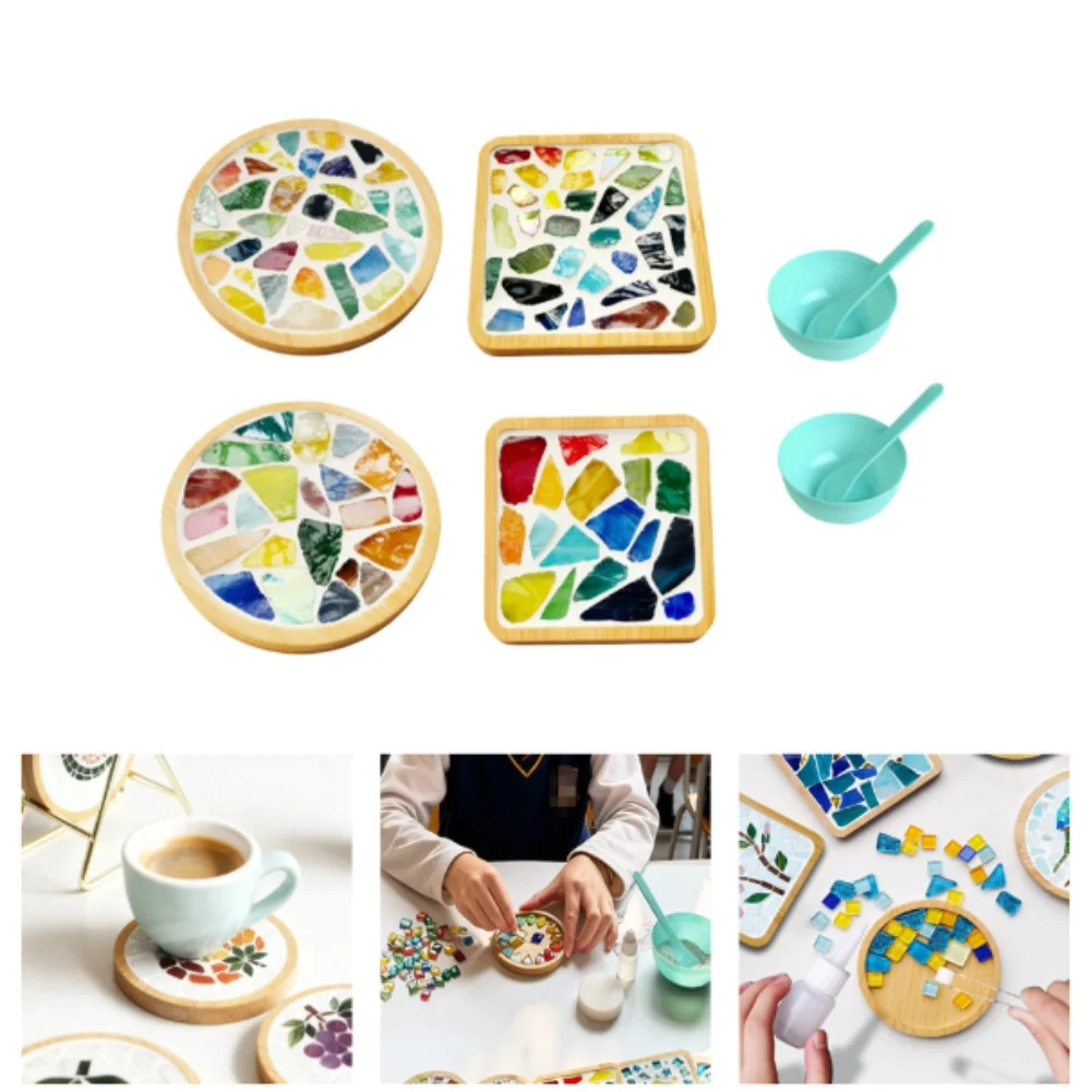 for mosaic Coaster DIY Kit for Adults Includes Glass and for acrylic Pieces for Handmade Round and Square Beverage Mats