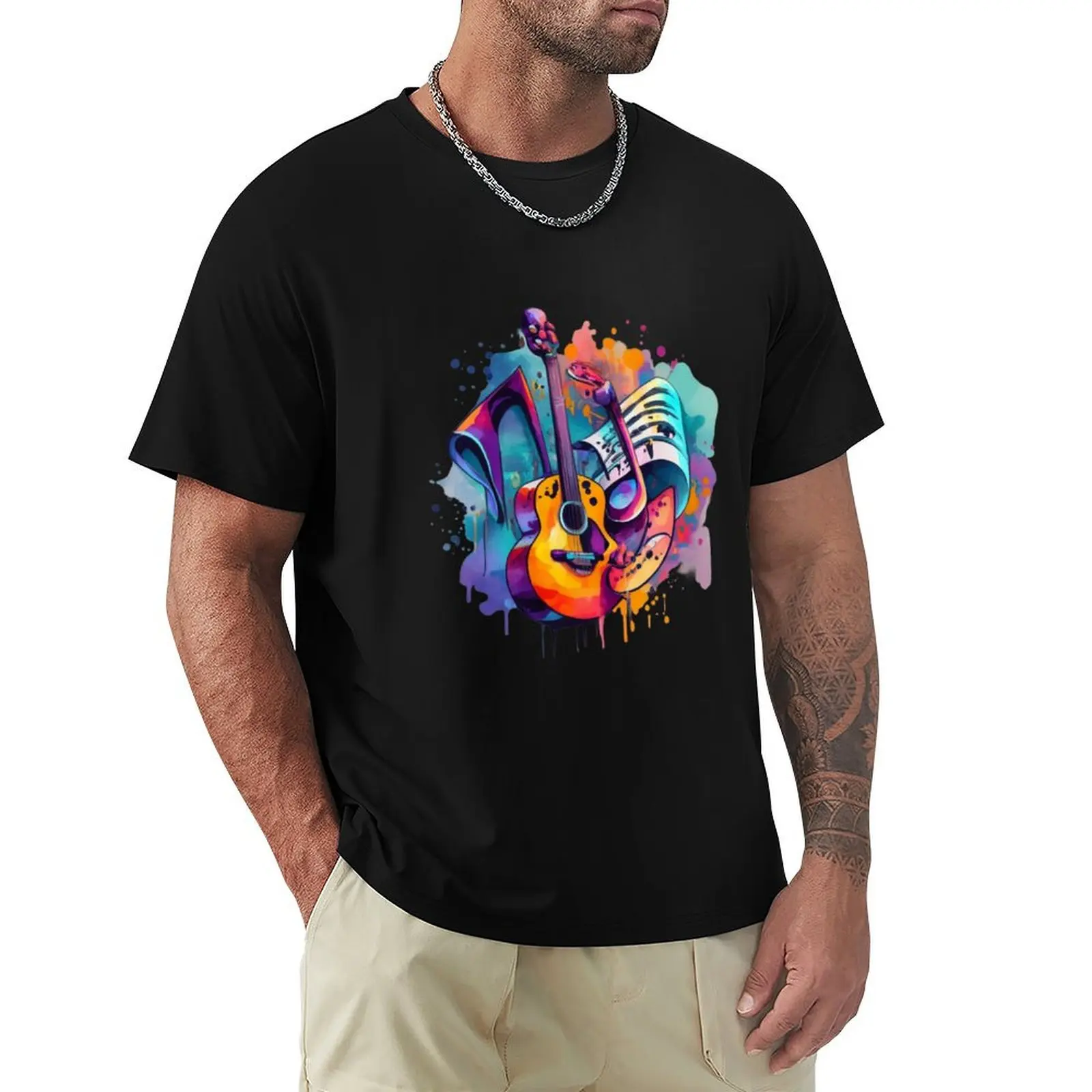 Gitar watercolor painting T-Shirt Dry Fit Running Short Sleeve Top