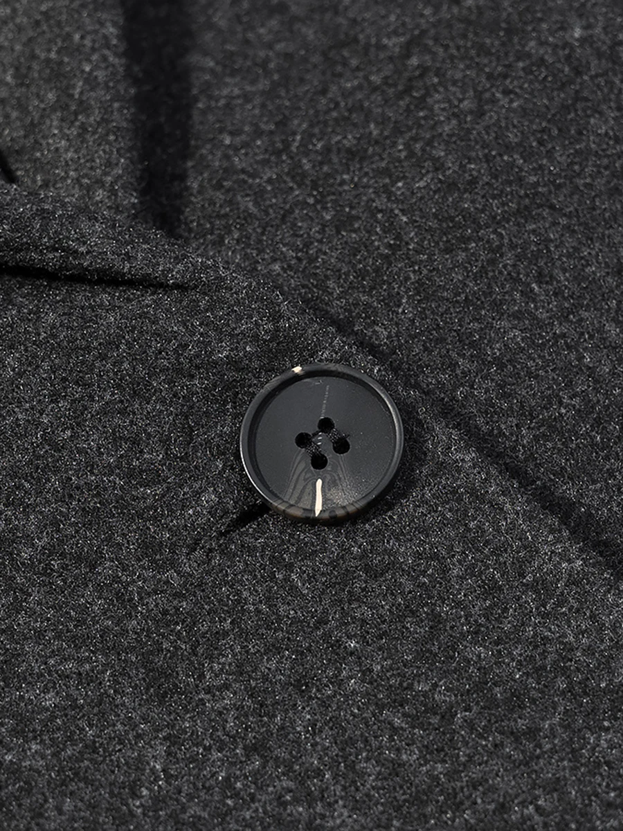 TWOTWINSTYLE Dark Gray Long Wool Coat for Women Notched Collar Long Sleeve Single Breasted Design Slim Chic Office Jacket Female