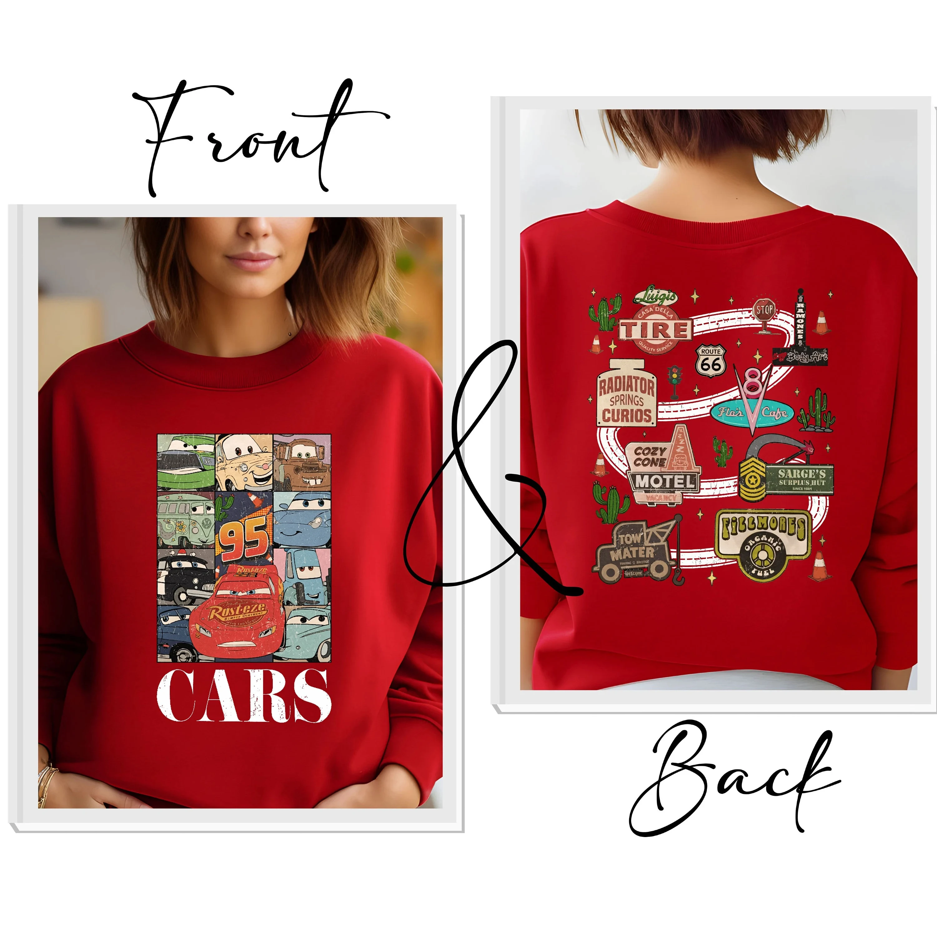 

Двусторонняя толстовка с круглым вырезом Disney The Cars Lightning Mcqueen для женщин и мужчин, мягкая, удобная, стильная, свободная посадка, большая осень-зима