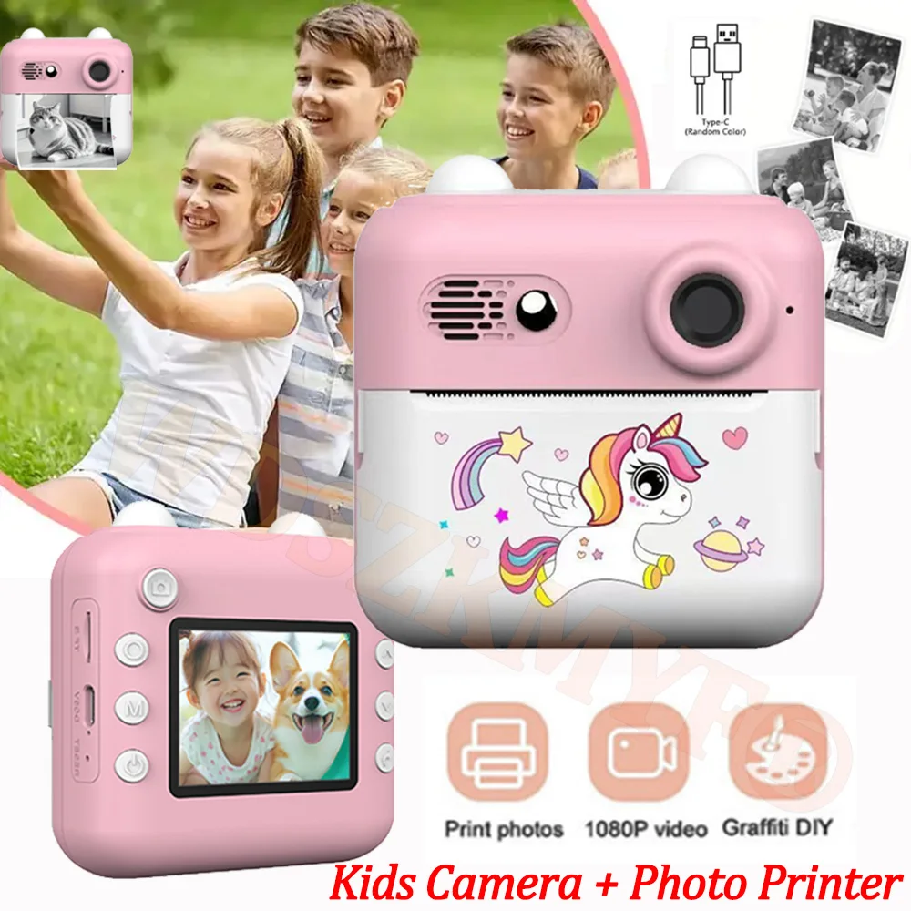 

Детская камера с мгновенной печатью, цифровая камера для селфи для детей, мальчиков и девочек, идеальные детские игрушки, подарки, камера с мгновенной печатью HD для детей,