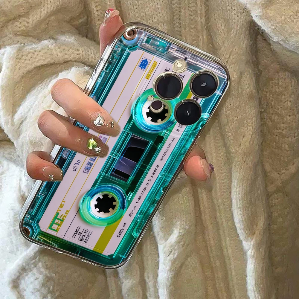 Transparente Hülle für Samsung Galaxy S25 S24 S23 Ultra S22 S21Plus FE A56 A55 A54 A53 A36 A35 A34 5G PC Retro Kassetten-Kunst Schutzhülle – Detail 2