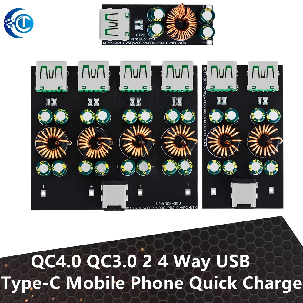 QC4.0 QC3.0 1 2 4 Way USB Type-C Mobile Phone Quick Charge Adapter 6-35V Step Down Buck Boost Module SW3518  For Huawei