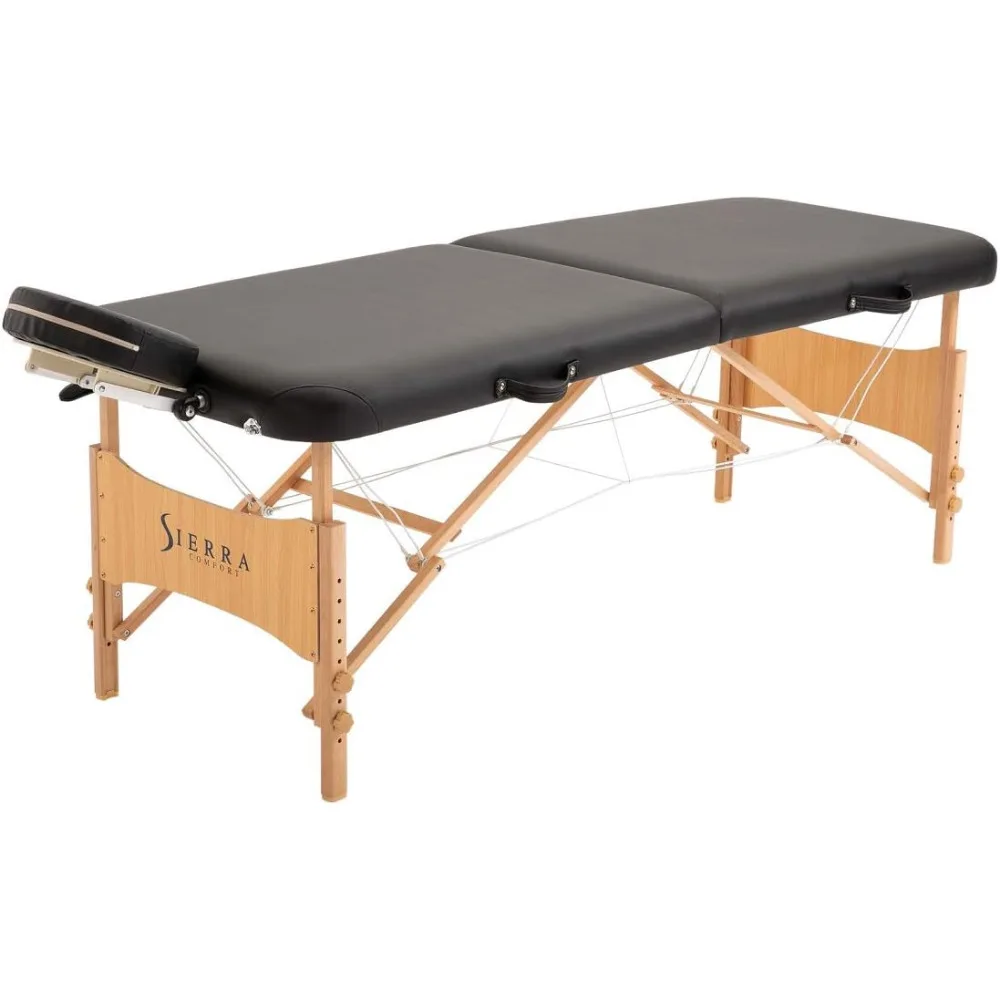 Preferred Portable Massage Table Black,  2” High Density Foam Deck / Water & Oil Resistant PU Leather Upholstery