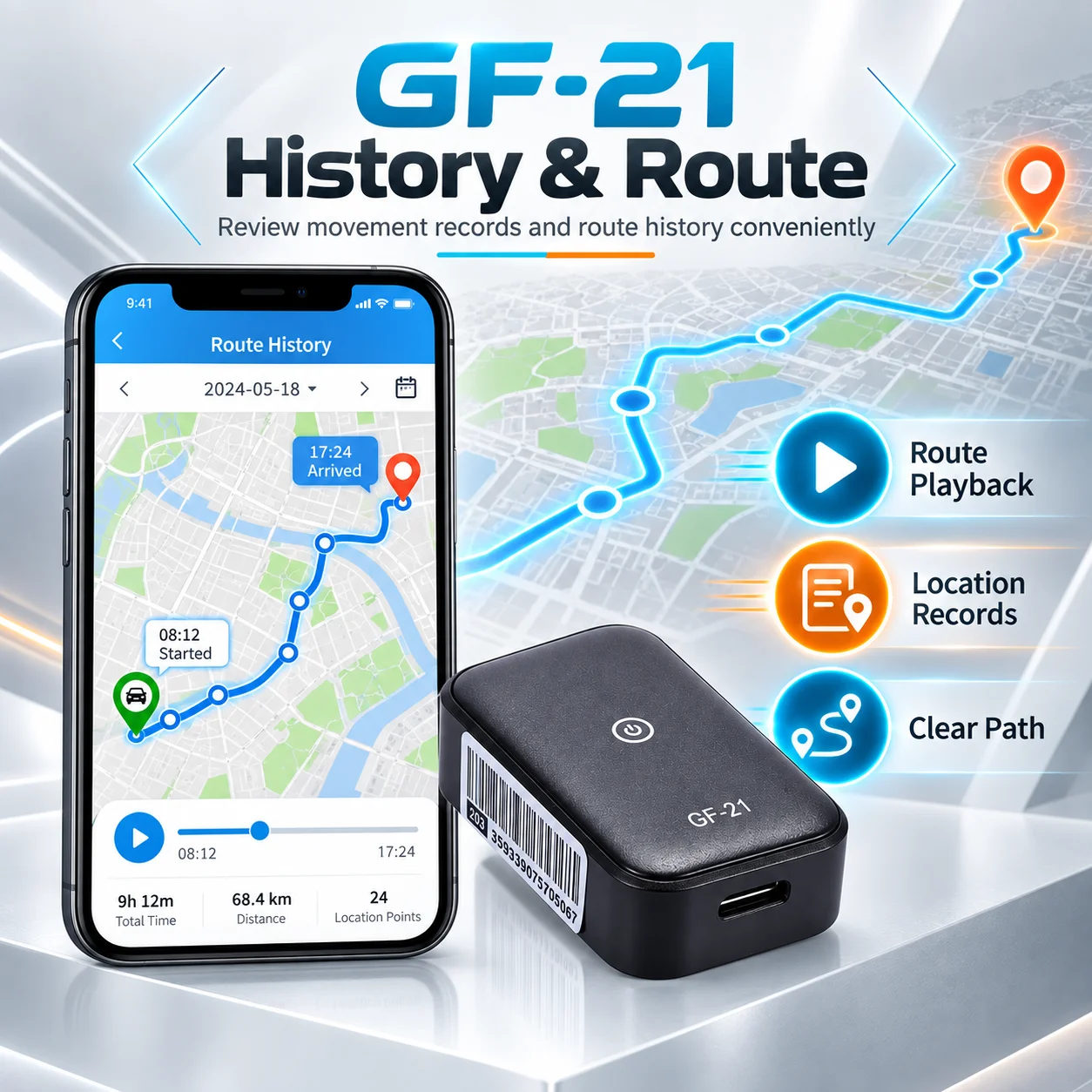 GF21 GPS Tracker Real-Time Locator Anti-Lost Tracking Device for Car Vehicle Kids Elderly Pet Mini Portable Security Tracker