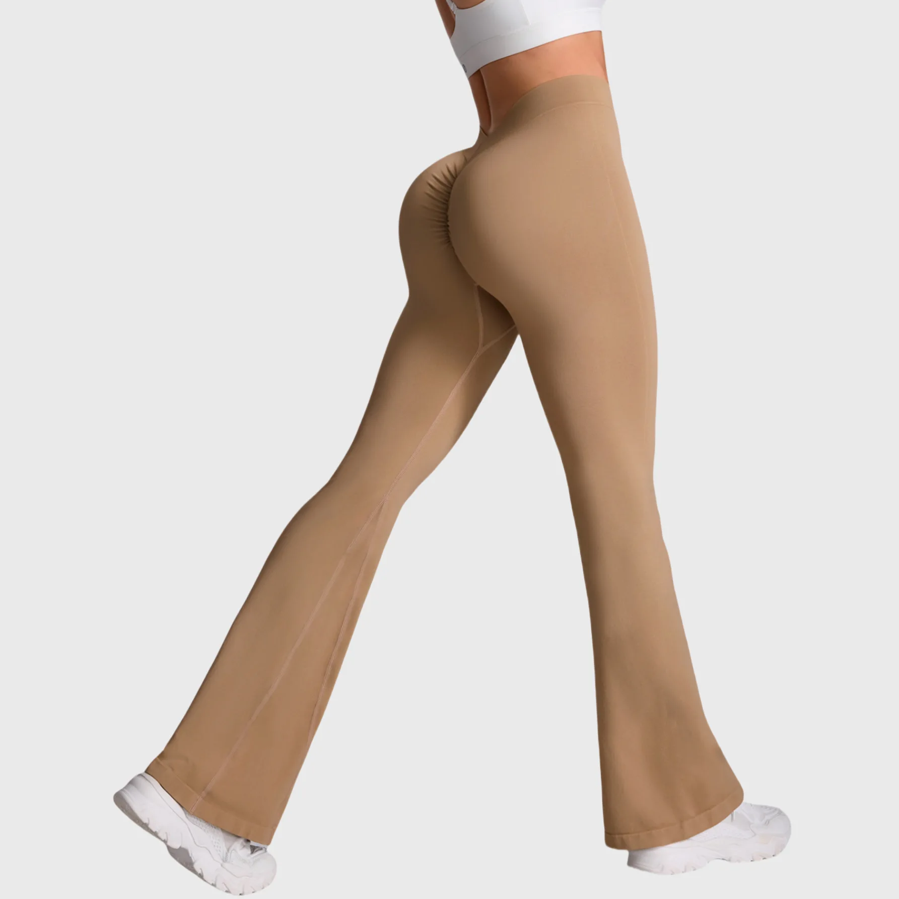 Women Flared Leggings V Back Gym Outdoor Fitness Athletic Workout Leggins Sports Training Bell-bottomed Trousers Yoga Pants