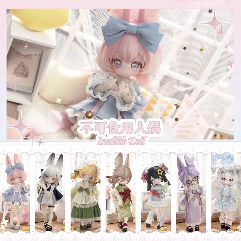 Instock New Inedible Doll 1/12 Bjd Moon Time Bunny Series Blind Box Articular Moving Mobility Minutes Antique Doll Desktop Toy