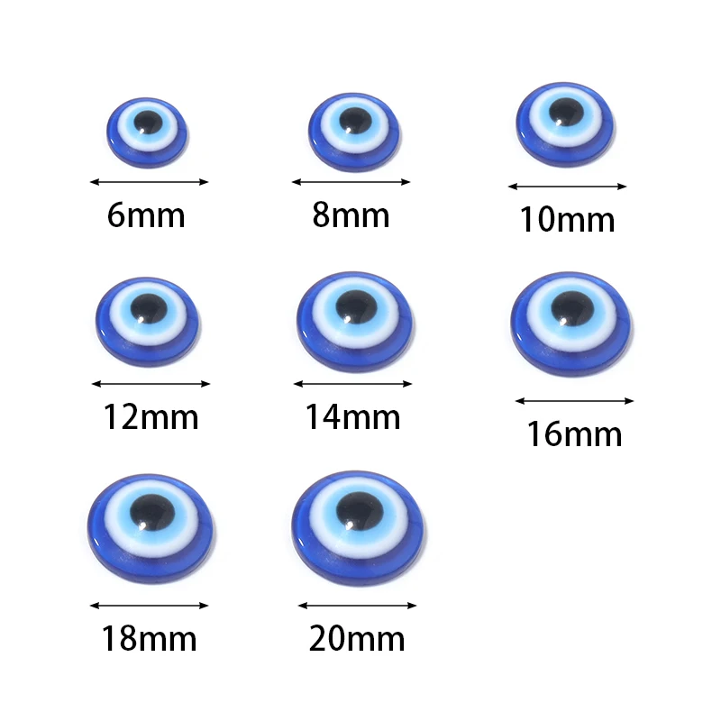 20-50 sztuk/partia 6-20mm niebieska żywica Evil Eye koraliki do tworzenia biżuterii koraliki z oczami koraliki dystansowe Diy kolczyki naszyjniki hurtownia — zdjęcie 3