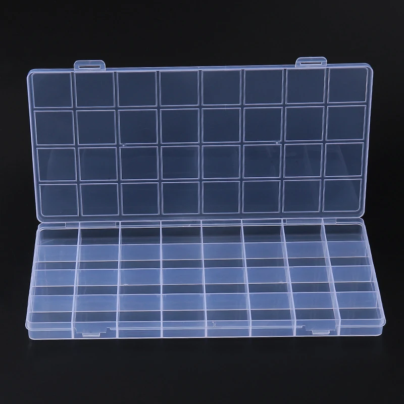 32 Grid Compartment Plastic Transparent Storage Box Jewelry Earring Bead Screw Holder Case Display Organizer Container