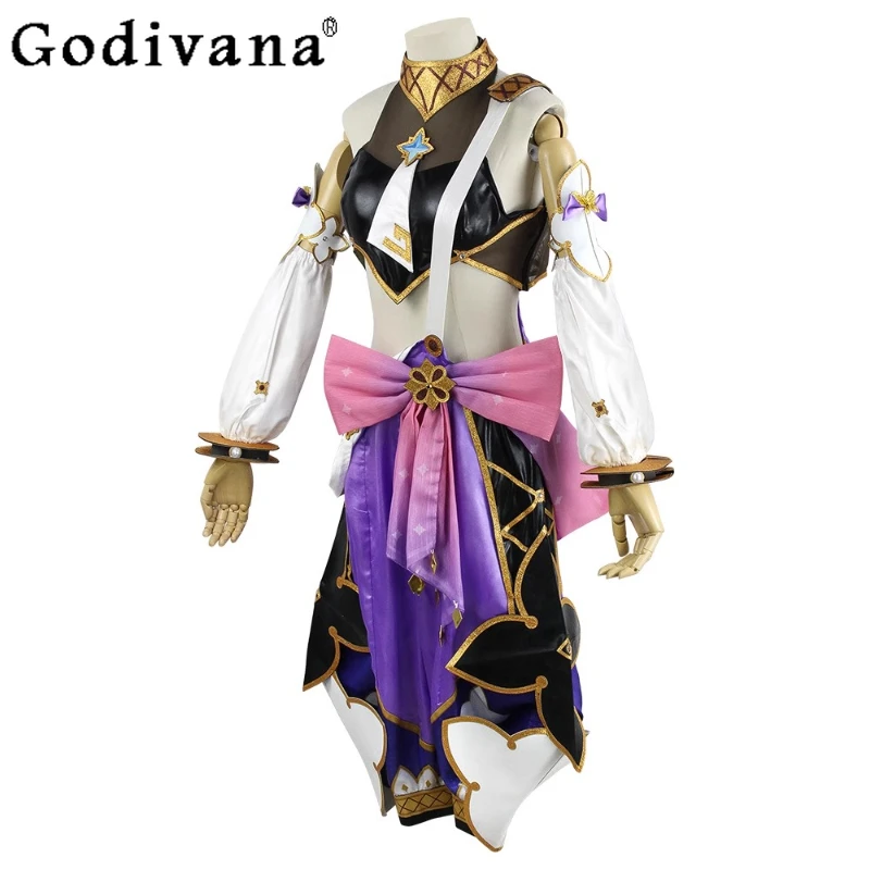 Impact Cosplay Costume for Women Halloween Anime Wig Hat Full Sets Girls Stage Party Top and Shorts Outfits Cos Costume
