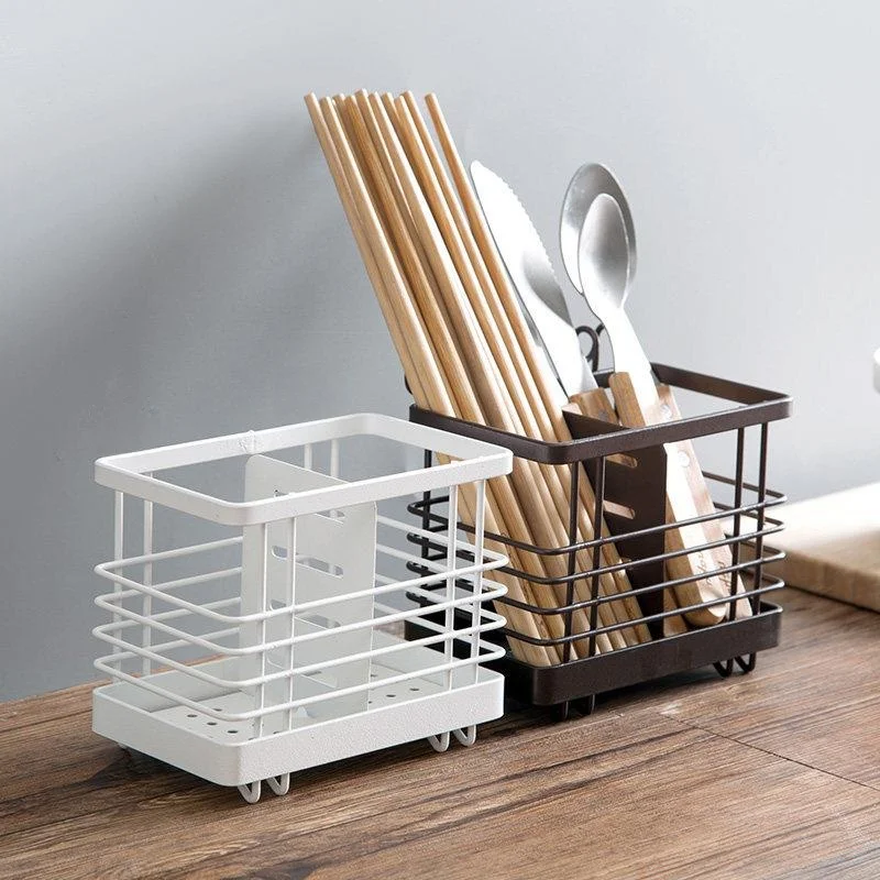 

Настенный держатель для палочек и ложек из кованого железа, однослойный, однотонный, для кухни