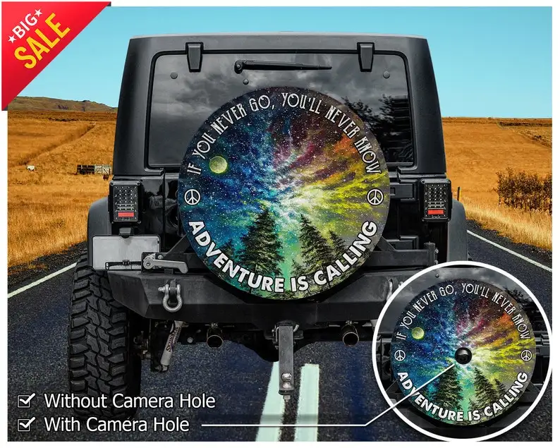 

Tire cover, Adventure Is Calling, Nature, Galaxy Tire Covers Gift for her, Spare Tire Cover For Car Car Accessories, Spare Tire