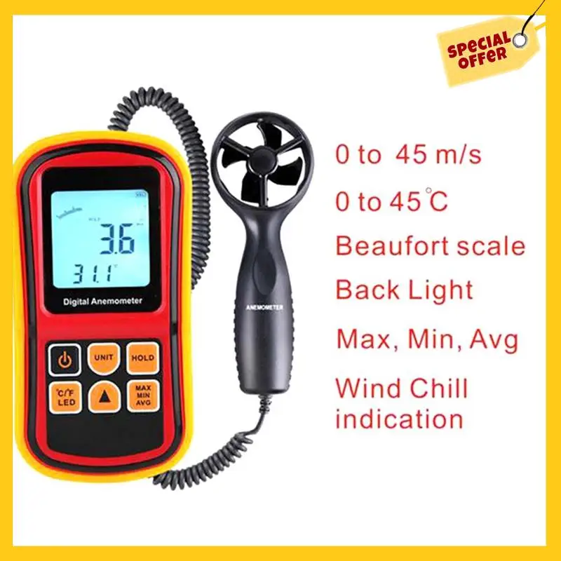 ABKI-Gm8901 анемометр, измеритель температуры скорости ветра, цифровой термометр 45 м/с, ручной измерительный инструмент