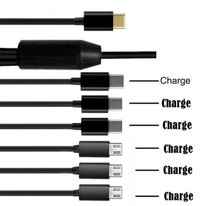 

USB C Cable Type-C to 3 Micro USB+3 Type C Adapters Charging Cable N2UB