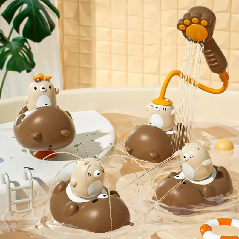 Cabezal de ducha para baño de bebé, bañera con pulverizador, oso giratorio, cabezal de ducha para niños pequeños, lindos juguetes acuáticos para bebés, juegos de piscina para niños mayores de 2 años