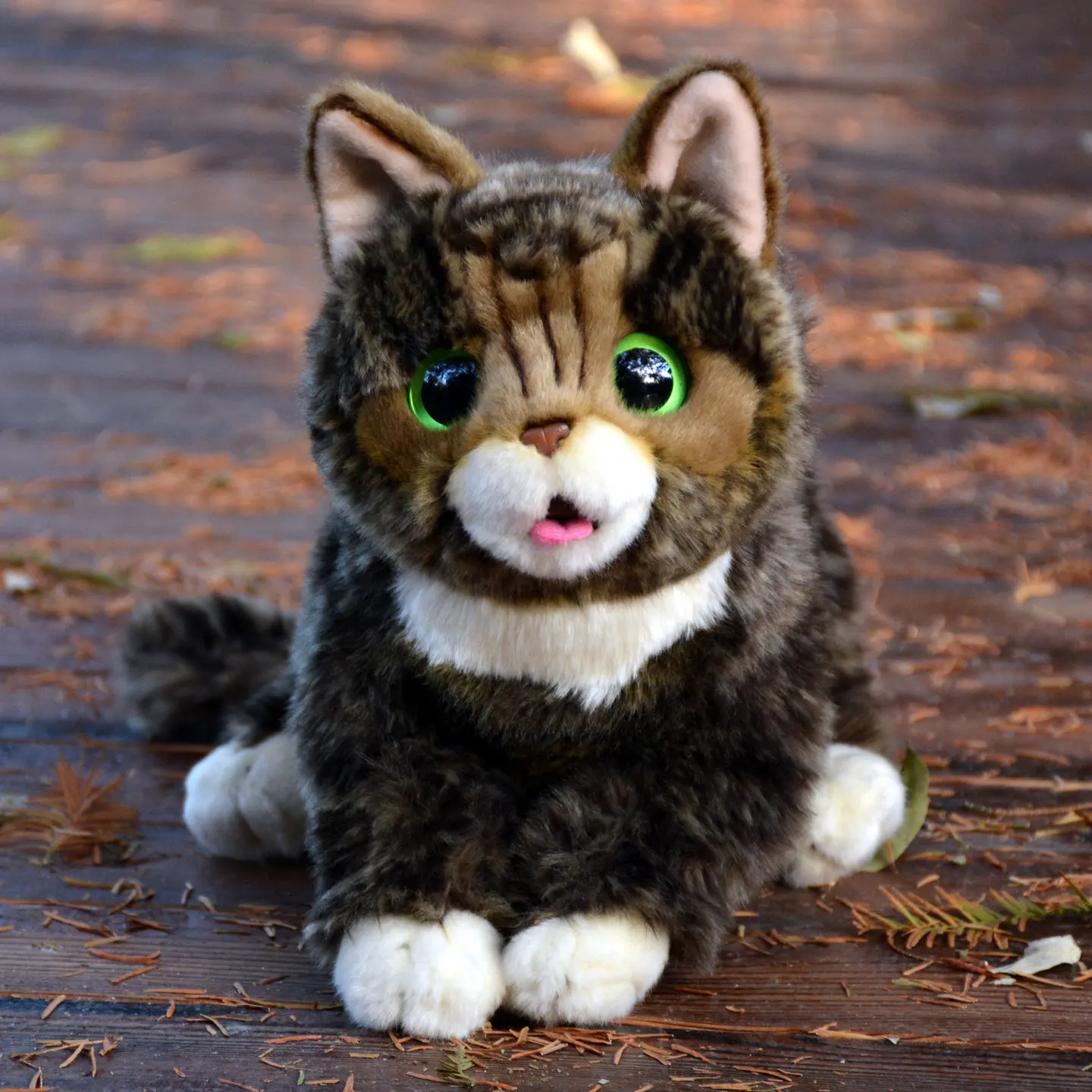 Peluche Realista de Gato Maine Coon, 44x15x23cm, Relleno de Algodón PP, Regalo de Cumpleaños para Niñas