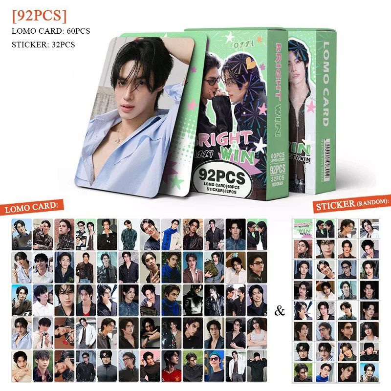

92Pcs/Set BRIGHTWIN Thai Stars Laser LOMO Cards - Drama CP Bright & Win HD Photocards with Bonus Stickers