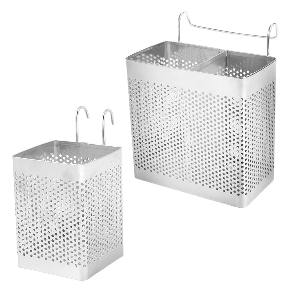 

2 Pcs Chopsticks Holder Hanging Rack Cutlery Tableware Stainless Steel Utensil Organizer