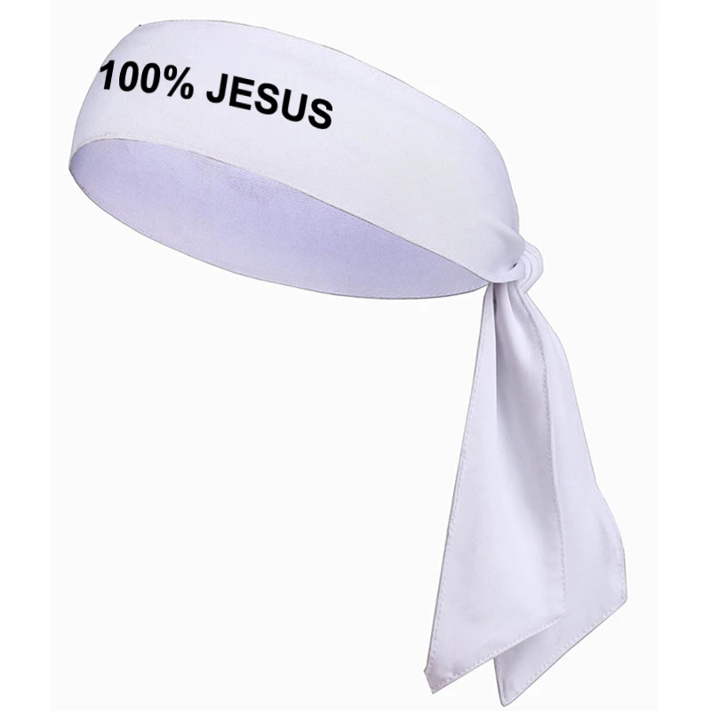 100 jesus sports head tie fascia calcio calcio bianco nero atletica Fitness Sweatband Bandana Stretch Sweatband Headwrap %