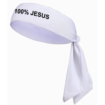 100 Jesus 스포츠 헤드 타이 머리띠, 축구, 화이트, 블랙, 운동, 피트니스, 반다나, 스트레치, 스웨트밴드, 헤드랩 %