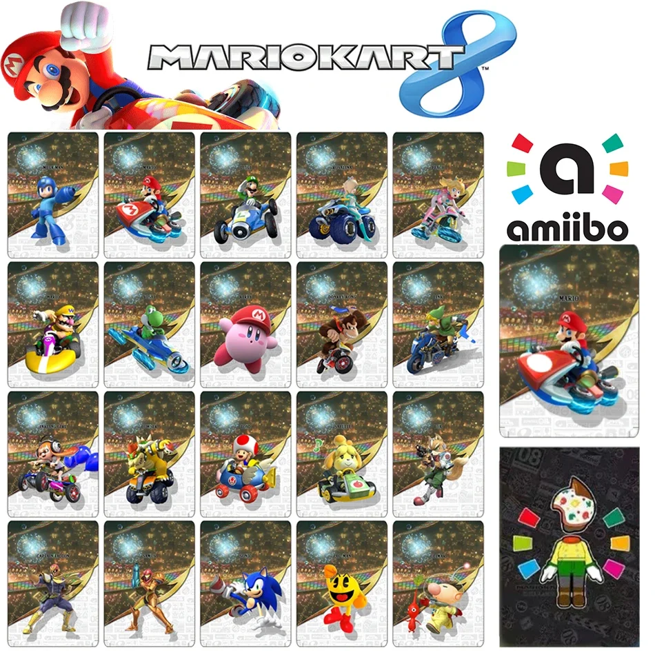 Новинка, 20 шт., мини-карты Mario Kart 8 Amiibos, карты NFC-тегов для переключателя -- Kawaii MarioKart8 Deluxe, одежда, рождественские подарки