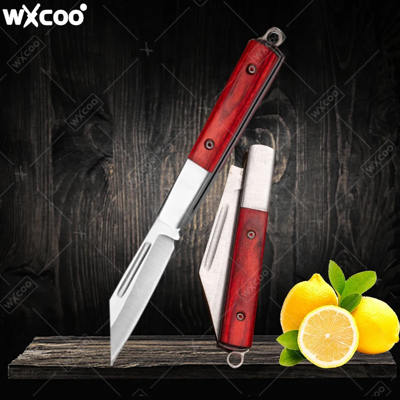 

Карманный нож из нержавеющей стали с ручкой из палисандра, нож для фруктов, многофункциональный кухонный складной нож для приготовления пищи, кухонные аксессуары