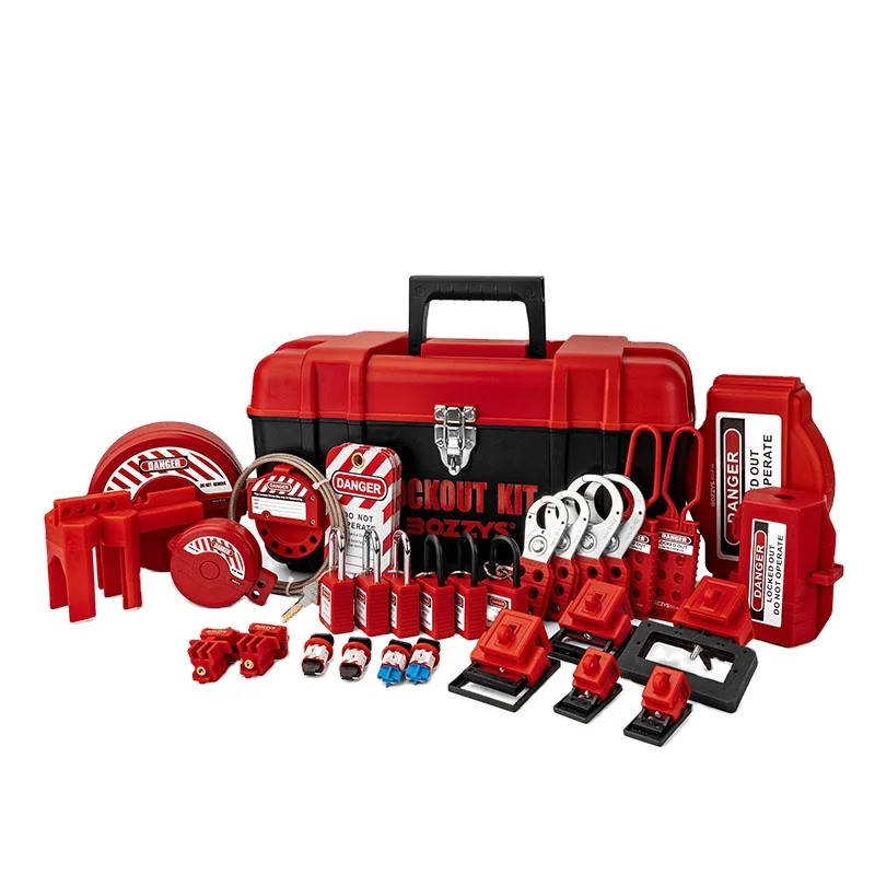 

BOZZYS Portable Combination Lockout Tagout LOTO Kit 41 Pack Toolbox China Factory for Mechanical and Electrical Lockout