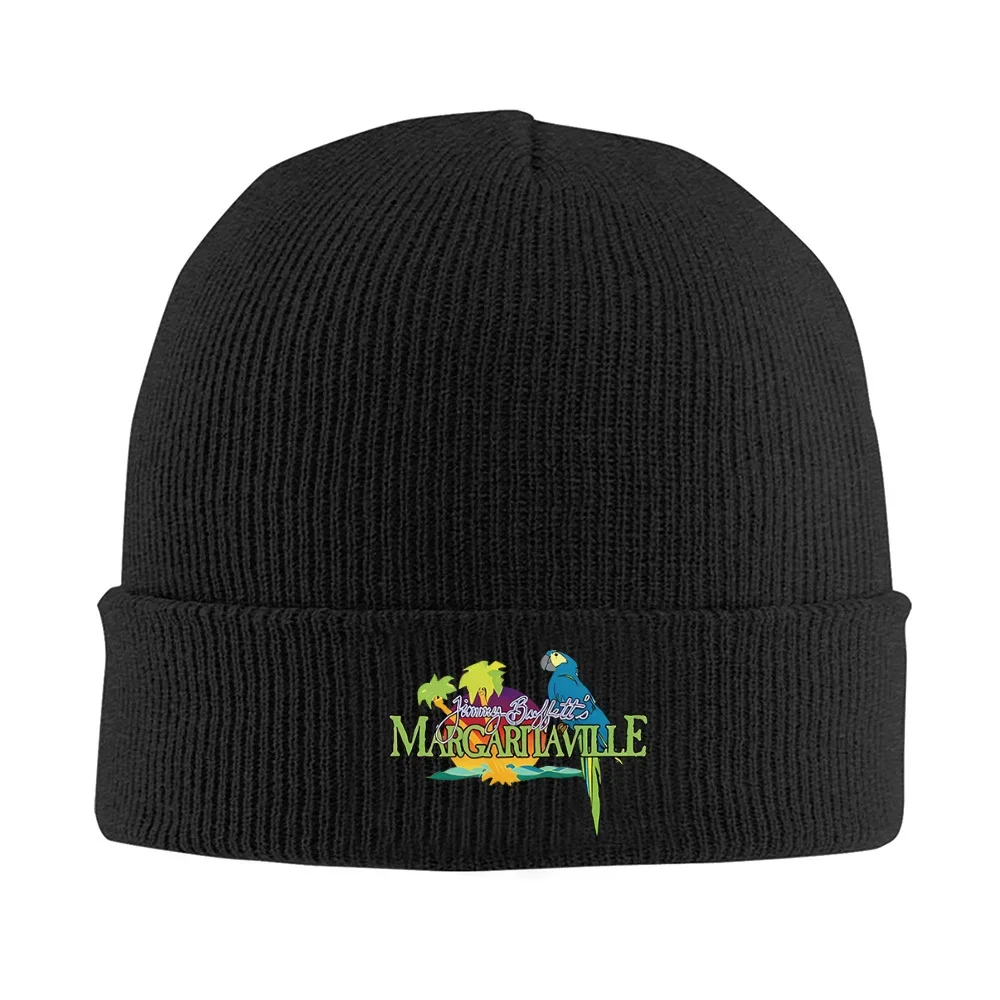 2026 Parrot palm trees sunset beach lettering Men Women Unisex Knitted Hat Beanie Pullover Cap Winter Thermal Warm Christmas Out