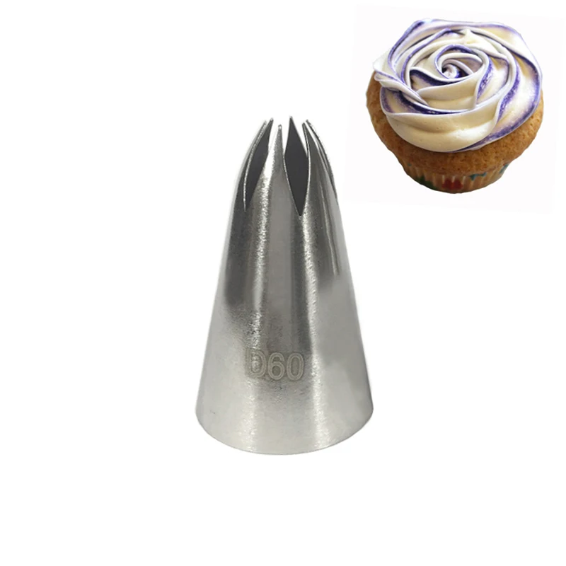 

#D60 Rose Flower Pastry Tips Stainless Steel DIY Cake Fondant Decorating Tubes Cupcake Icing Piping Nozzles Cream Baking Tools