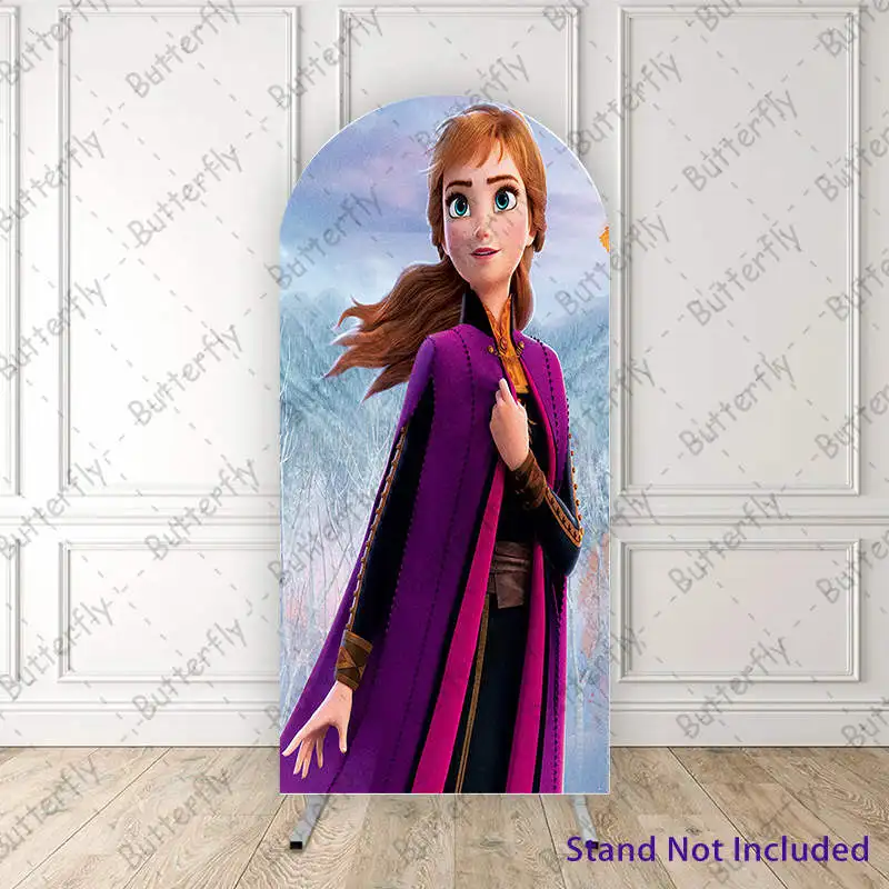 

Frozen Disney Custom Elsa Princess Anna Snow Magic World Arch Photo Backdrop Cover Girls Birthday Party Background Decoration