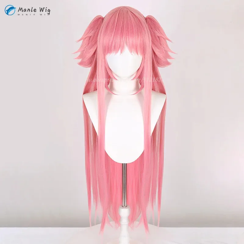 

2025 аниме Madoka Kaname косплей 100 см длинные розовые хвостики на клипсе термостойкие парики + шапочка для парика