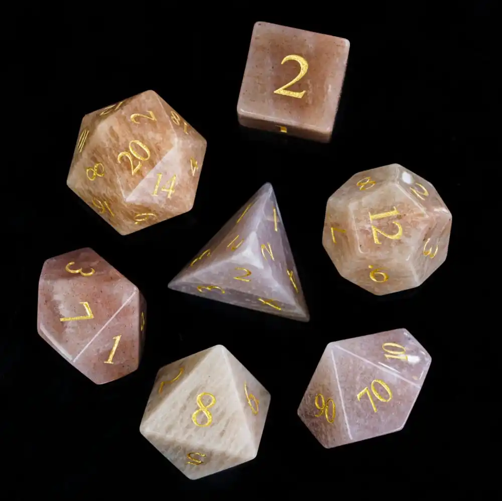 

Cusdie Handmade Lazurite Stone Dice, 7Pcs 16mm Moonstone Polyhedral Dice Set, Gemstone Dices for Collection - Look Like Marble