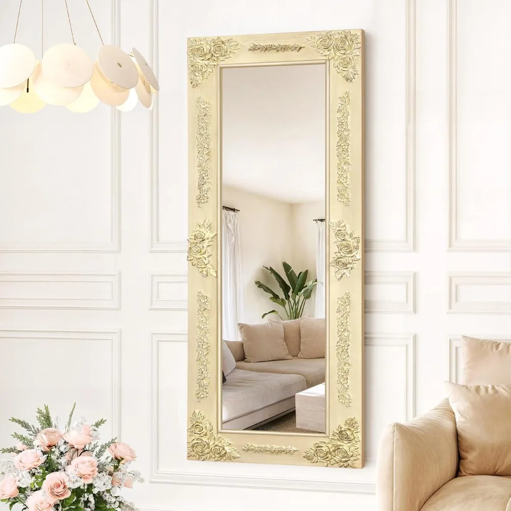 

YITAHOME Wood Frame Mirror Full Length Mirror 47" x 18" Hanging and Leaning for Bedroom Living Room (Vertical/Horizontal), Gold