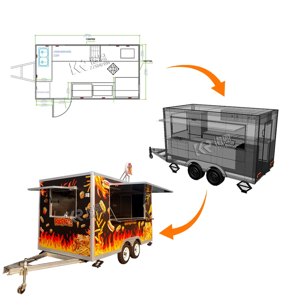 China Food Truck Manufacturer Mobile Trailer Small BBQ Food Trailer for Food Truck Hot Dog Pizza Luxury Multi Function