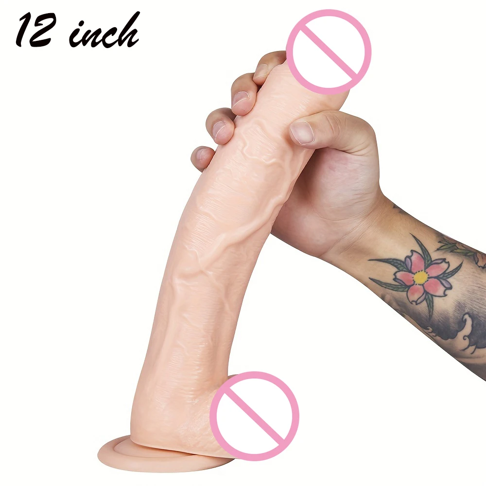 Realistic Dildo 12 inch Super Large Penis Sex Toys For Men Women With Thick Glans Real Dong Powerful Suction Cup Stiff Cock