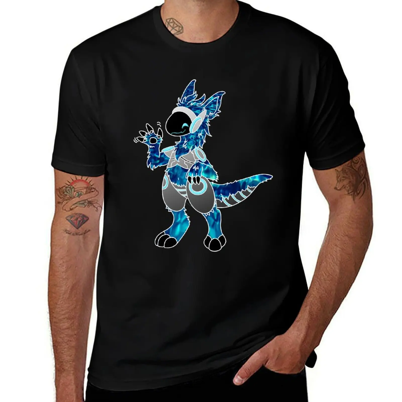 

Protogen Fursuit Waving tie dye Blue Fursona Furry T-Shirt t shirts for man graphic cars man t shirt cotton T-Shirt