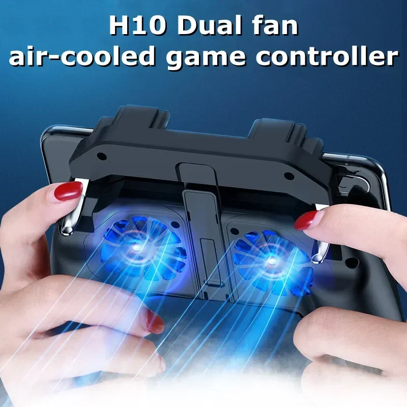 NEW H10 Mobile Phone Gamepad Joystick Controller with Dual Cooling Fan for IPhone Android Gaming Accessories Compatible 4.7-6.5